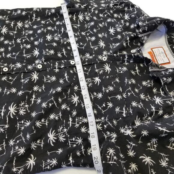 Denim & Flower Short Sleeve Black White Palm Tree Beachy Shirt Excellent! Size L - Picture 3 of 6
